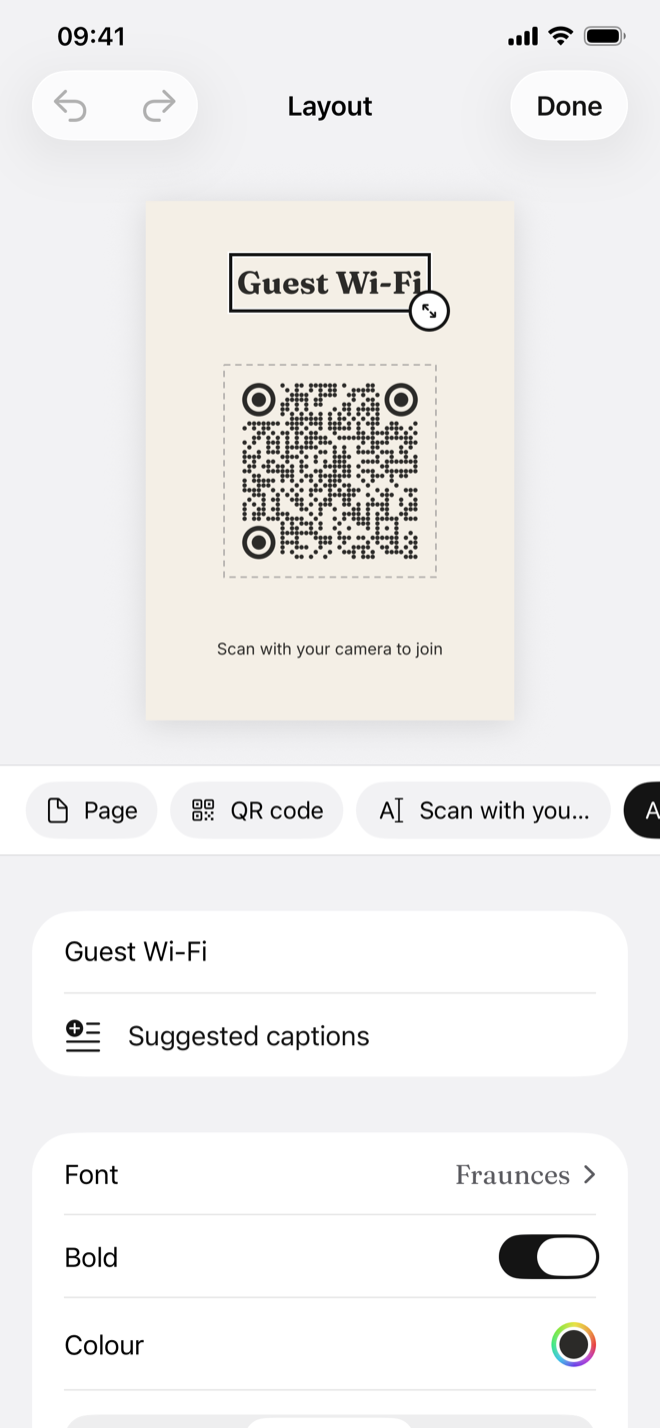 Text anywhere, with Undo